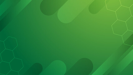 Modern green abstract background with smooth gradient tones, rounded shapes, and subtle hexagon elements, ideal for technology themes, presentations, and digital design.