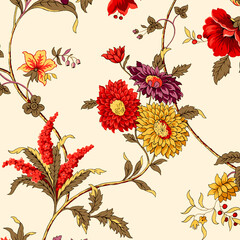set of flowers and leaves