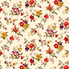 seamless pattern with red flowers