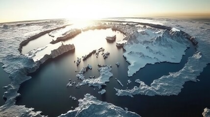 Stunning view of icy landscapes from the American continent at dawn capturing the beauty of nature's frozen wonders