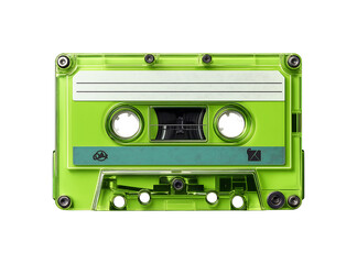 Naklejka premium Vibrant Neon Green Compact Cassette Tape on Transparent Background