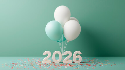 Creative concept of 2026 room design with typography design. 2026 New Year's greetings. Happy New Year 2026