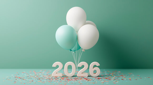Creative concept of 2026 room design with typography design. 2026 New Year's greetings. Happy New Year 2026