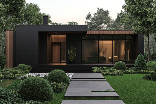 Garden provides modern elegance in outdoor style. Homes has architectural beauty, it blends yard grass to create stylish property residence area