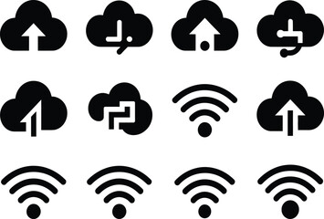Cloud and wi-fi icons set