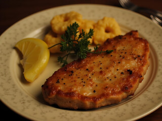 dinner  with meat and  vegetables