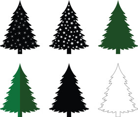 Christmas Trees Vector Illustration Set | Holiday Graphic Elements for Festive Design and Decoration