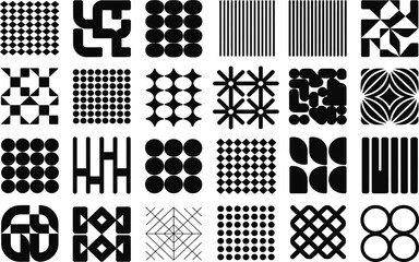 Pattern set of monochrome geometric abstract designs
