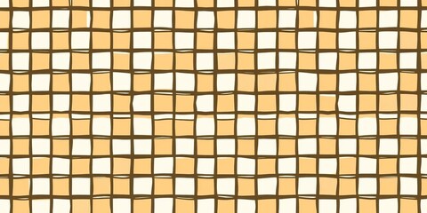 Fototapeta premium Hand-drawn tan & white checkerboard seamless repeat Warm, natural, versatile, vector, elegant