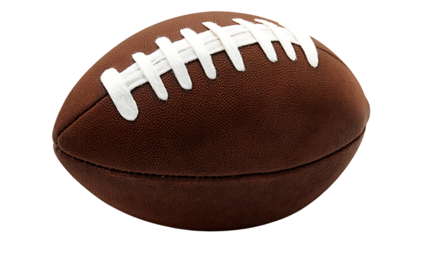 Brown American Football with White Laces Against a Background sport game isolated on a transparent background