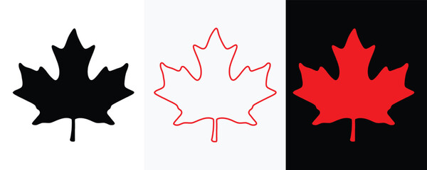 Maple leaf silhouette, Canadian maple leaf icon, Maple leaf logo