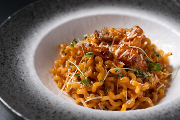 Korean Rose Sauce Fusilli with Bacon