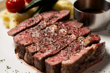 Pan-Seared Australian Grass-Fed Beef Steak with Mashed Potatoes