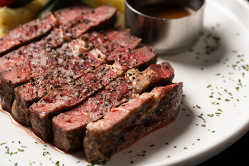 Pan-Seared Australian Grass-Fed Beef Steak with Mashed Potatoes
