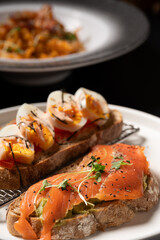 Smoked Salmon and Avocado Mash Sourdough Toast with Soft-Boiled Egg, and Mentaiko Sourdough Toast