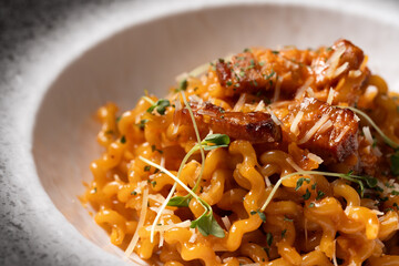 Korean Rose Sauce Fusilli with Bacon