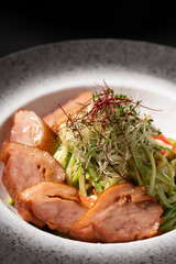 Garlic and Olive Oil Zucchini Noodles with Smoked Duck Breast