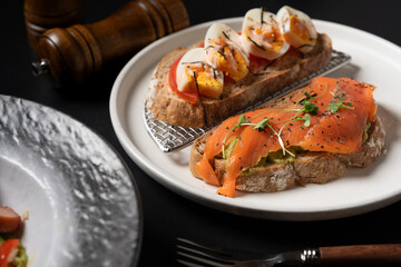 Smoked Salmon and Avocado Mash Sourdough Toast with Soft-Boiled Egg, and Mentaiko Sourdough Toast