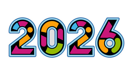 2026 Typography: A vibrant and colorful design showcases the year 2026, ideal for forward-thinking concepts.