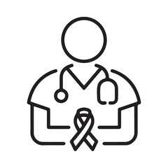 Doctor holding cancer awareness ribbon icon