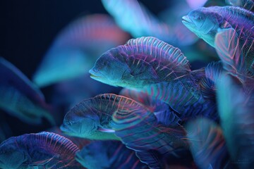 closeup of radiant coral reef structures with luminous outlines concept of deep sea life glowing organisms and harmony of marine nature with vibrant colors and living light