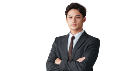 Confident Executive: A distinguished executive, radiating poise and self-assurance, stands ready with arms crossed, embodying professionalism and competence.