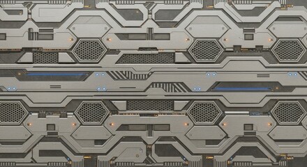 Futuristic Metallic Sci-Fi Panel Wall Texture Background