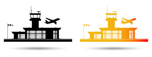 Naklejka premium Airport icon. Airport icon on a white background, isolated. The icon has three uses in applications and websites. Vector illustration. Airport icon on a white background.