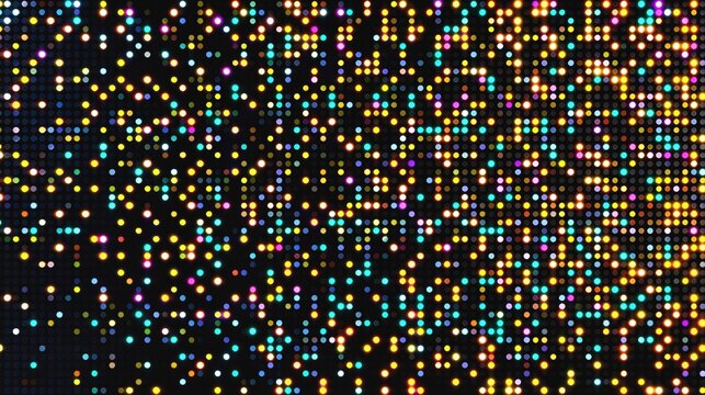 A dazzling display of vibrant lights evokes feelings of celebration and excitement through dynamic colored circles on a