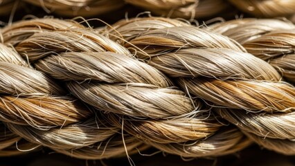 Braided natural rope with coarse fibers and texture