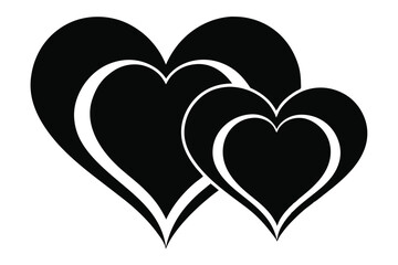 hearts black and white silhouette on white background