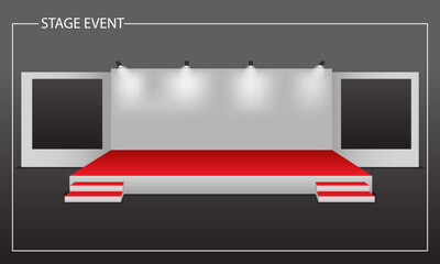 3D illustration of an even stage with an empty background and two LCDs, Vector Illustration
