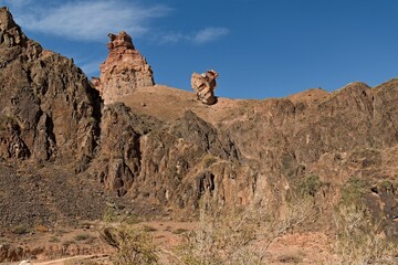 View of the Valley of Castles in Charyn Canyon National Park. Kazakhstan. Asia.