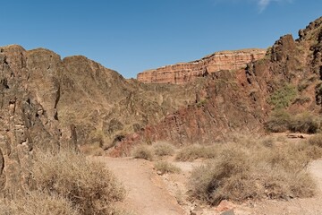 View of the Valley of Castles in Charyn Canyon National Park. Kazakhstan. Asia.
