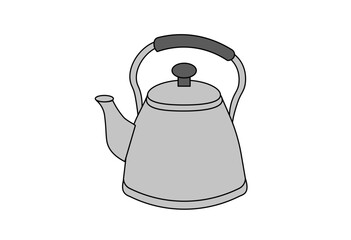 Traditional Kitchen Kettle with Simple Line Art for Cooking, Home Lifestyle, and Editorial Use