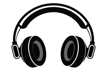 headphone black and white silhouette on white background