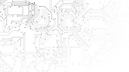 Obraz premium White Circuit Board Background with Modern Tech Chip Line Pattern, Ideal for Technology, Semiconductor, and Digital Themes. Vector Illustration.