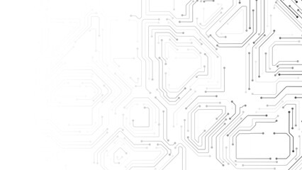 Fototapeta na wymiar White Circuit Board Background with Modern Tech Chip Line Pattern, Ideal for Technology, Semiconductor, and Digital Themes. Vector Illustration.