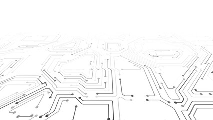 White Circuit Board Background with Modern Tech Chip Line Pattern, Ideal for Technology, Semiconductor, and Digital Themes. Vector Illustration.