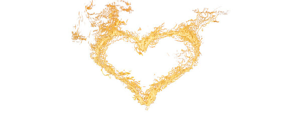 Heart Shape Made of Bright Orange Flames Burning on Background love romance isolated on a transparent background