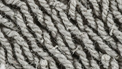 Close-up of tightly woven natural grey rope texture