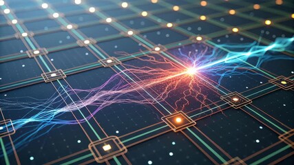 Neural network diagram technology ai data connection digital algorithm brain science futuristic structure grid circuit electric spark energy synapse showcasing electric connection glowing nodes - Powered by Adobe