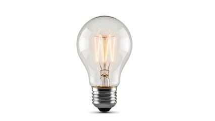 Clear incandescent light bulb isolated on white, vintage energy illumination design