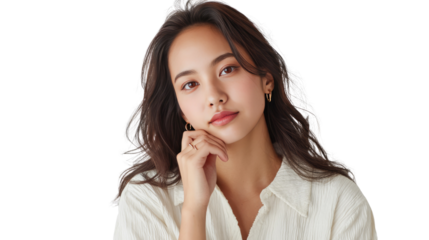 Beauty of Contemplation: Portrait of a woman, radiating a sense of serene contemplation and introspection, captured in a moment of quiet grace.