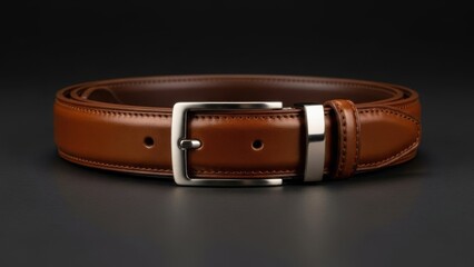 Classic Men's Brown Leather Dress Belt with Silver Buckle