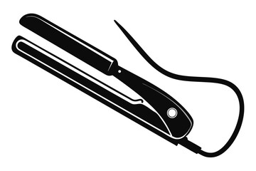 hair straightener black and white silhouette on white background
