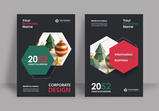 Business Report Cover Template &ndash;  Red and Green Geometric Layout (A4)
