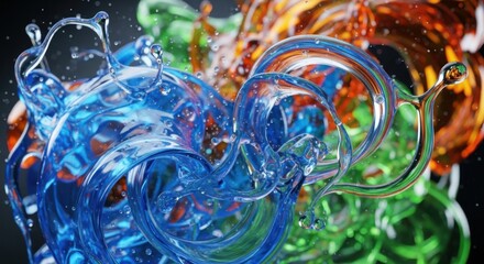 Vibrant Intertwined Liquid Colors Creating Abstract Forms