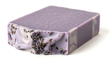 Handmade lavender soap bar with natural ingredients and fragrant floral essence for aromatherapy and relaxing skincare