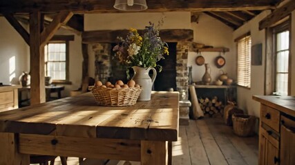 Rustic Farmhouse Kitchen with Natural Light and Vintage Charm.